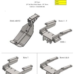 A diagram showing the different parts of a Stalk Stomper for Harvestec 5000 Series 8 Row Corn Head.