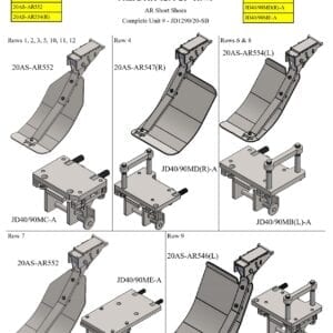 A diagram showing the different parts of a Stalk Stomper for John Deere 1290 Series 20” Corn Head machine.