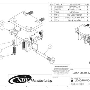 A diagram showing the Stalk Stomper Mount Assembly for John Deere 443/493 Series Corn Head.
