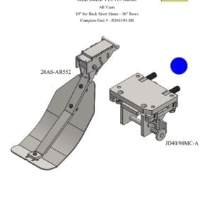 A diagram showing the parts of the Stalk Stomper for John Deere 443/493 Series Corn Head.