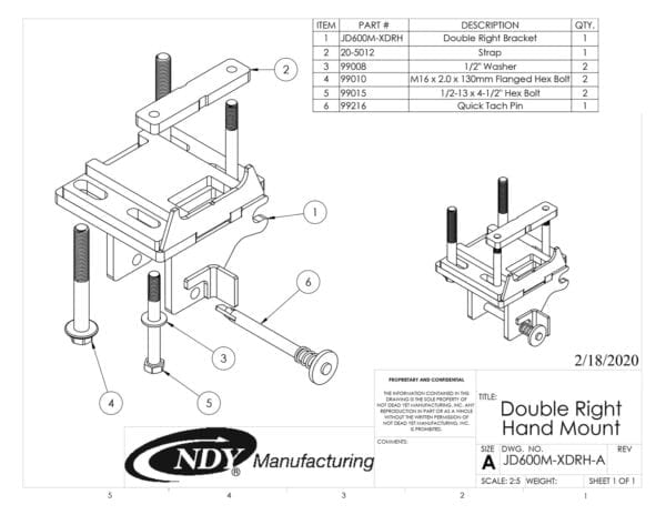 Stalk Stomper Mount Assembly, Right, for John Deere 600/700 Series Corn Heads double - right hand mount.