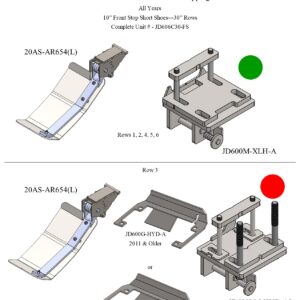 John Deere parts diagrams with labels.