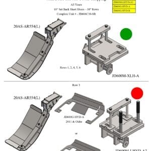 A diagram showing the different parts of a Stalk Stomper for John Deere 606/706 Series Non-Chopping 30” Corn Head.