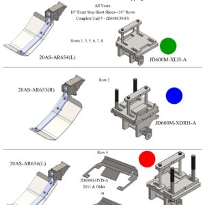 Illustration of John Deere parts and models.
