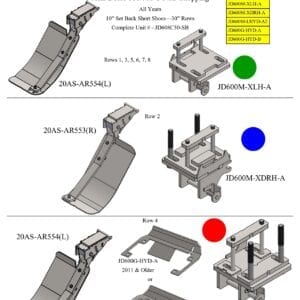 A diagram showing the different parts of a Stalk Stomper for John Deere 608/708 Series Non-Chopping 30” Corn Head machine.