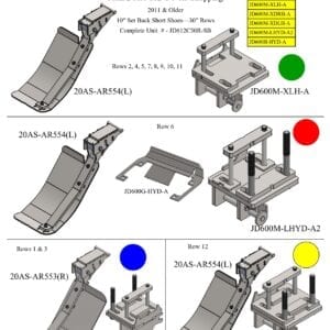 A diagram showing the different parts of a Stalk Stomper for John Deere 612 Series Non-Chopping 30" Rigid Year 2011 and Older Corn Head machine.