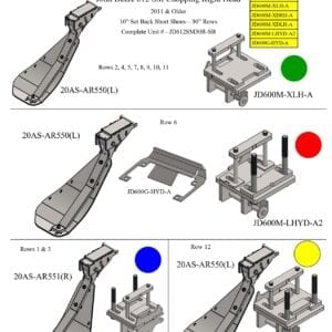 A diagram showing the different parts of the Stalk Stomper for John Deere 612 Series Rigid Chopping 30” Year 2011 and Older Corn Head.