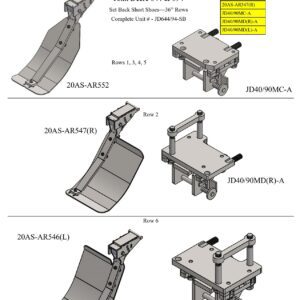 A diagram showing the different parts of a Stalk Stomper for John Deere 644/694 Series 30” Corn Head.