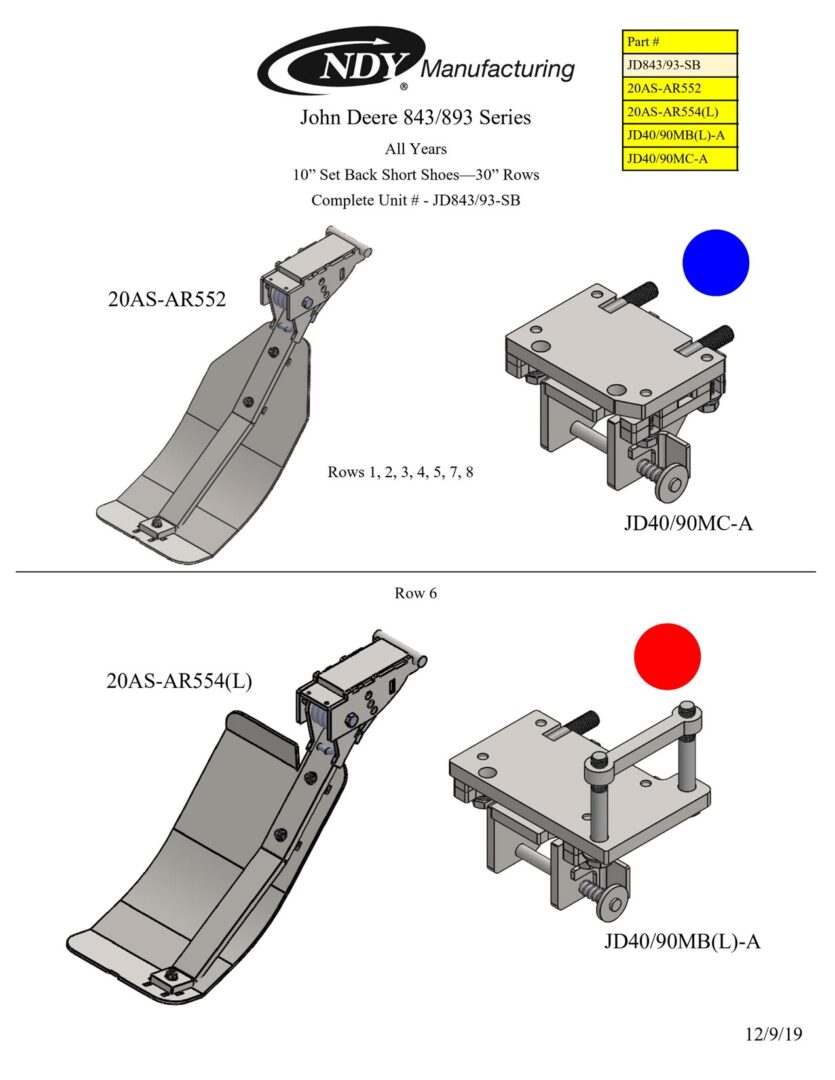 A diagram showing the different parts of a Stalk Stomper for John Deere 843/893 Series Corn Head machine.