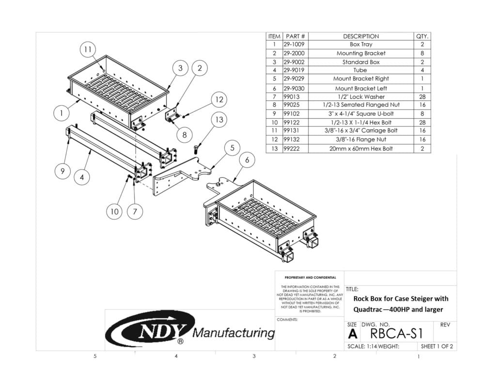 Rock Box for Case IH® Steiger® with Quadtrac® 400HP and Larger NDY