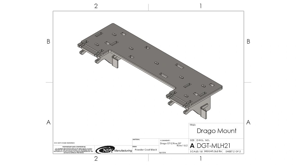 A drawing of a Stalk Stomper Mount for Drago GT - Left for a door.