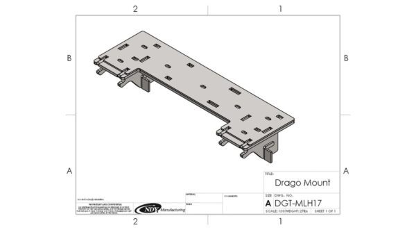 A drawing of a Stalk Stomper Mount for Drago GT - Left.