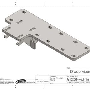 A drawing of a Stalk Stomper Mount for Drago GT - Left.