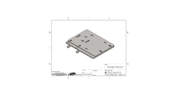 A drawing of a Stalk Stomper Mount for Drago GT - Left on a sheet of paper.