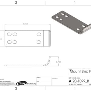 A drawing of a Stalk Stomper Mount Skid Plate for Geringhoff.