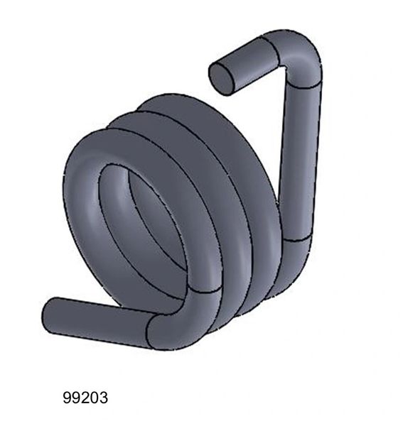 A drawing of a Stalk Stomper Universal Torsion Spring with a hose attached to it.