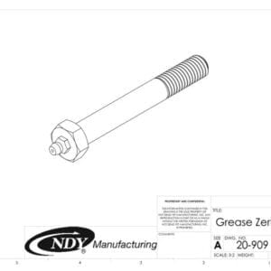 A drawing of a screw with a Stalk Stomper Grease Zerk Bolt on it.