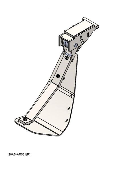 A drawing of a Stalk Stomper, Right, Arm and Shoe Assembly on a white background.
