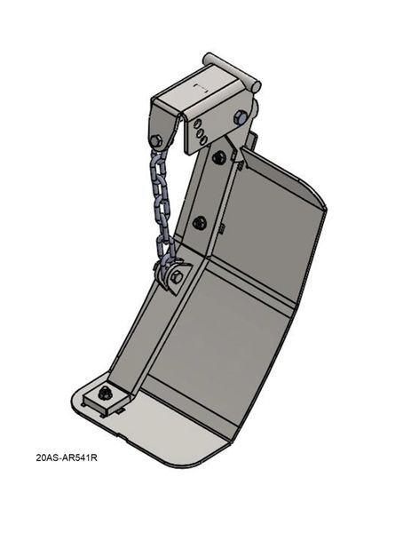 A drawing of a Stalk Stomper, Right, Arm and Shoe Assembly with Chain.