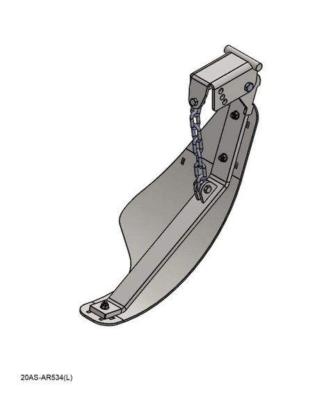 A drawing of a Stalk Stomper, Left, Arm and Shoe Assembly with Chain.