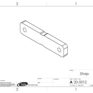 A drawing of a Stalk Stomper Bolt Strap for John Deere 600 Series Mounts for a door.