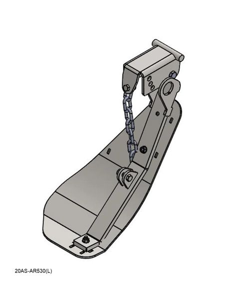 A drawing of a Stalk Stomper, Left, Arm and Shoe Assembly with Chain.