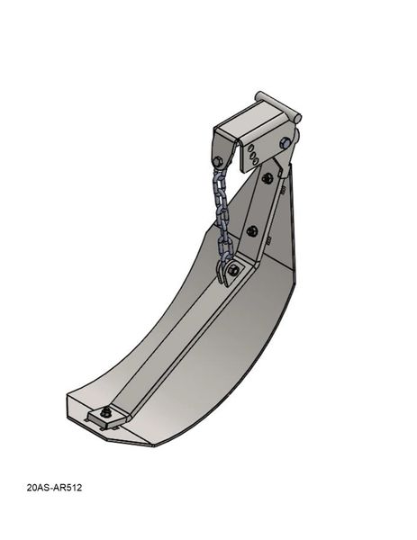 A drawing of a Stalk Stomper, Center, Arm and Shoe Assembly with Chain.