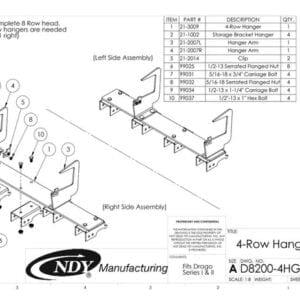 The wiring diagram for the Stalk Stomper Storage Hanger for Drago Series I and Series II - 4 Row.