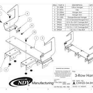 Stalk Stomper Storage Hanger for Case 2200 & 3400 Series - 3 Row parts diagram.