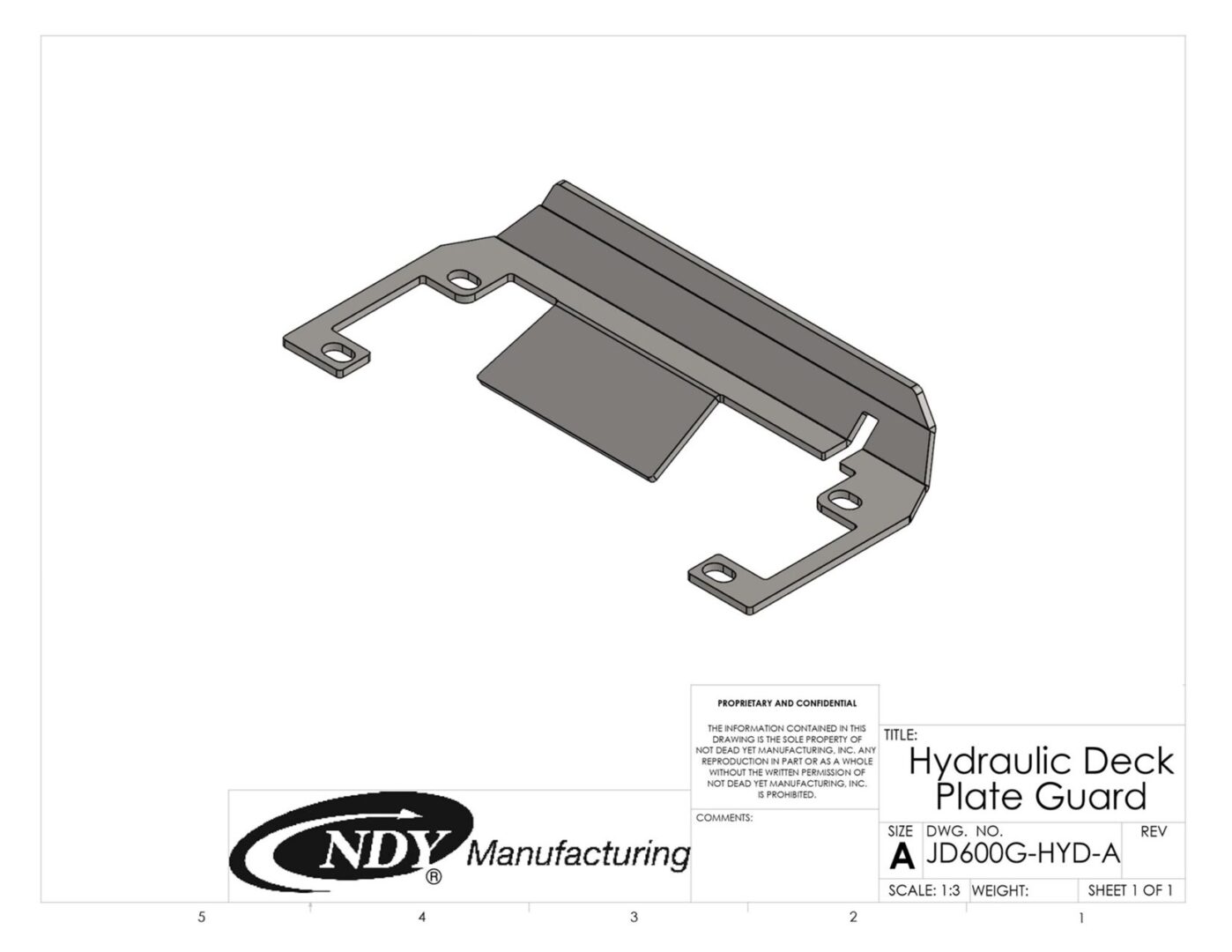 Nyd Hydraulic deck plate guard for John Deere 600 and 700 series - years 2011 & previous.