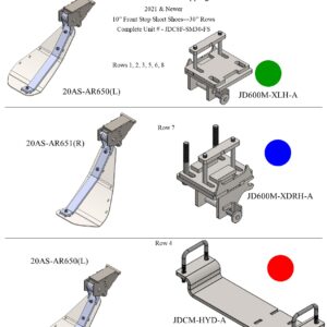 Illustrated parts diagram for John Deere equipment.