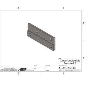 Bracket technical drawing with labeled dimensions.