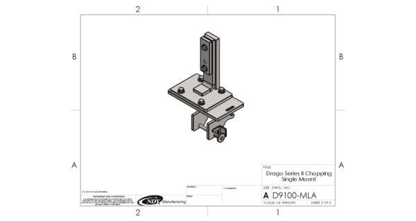 A drawing of a Stalk Stomper Mount for Drago Series I & II Chopping - Left bracket for a door.