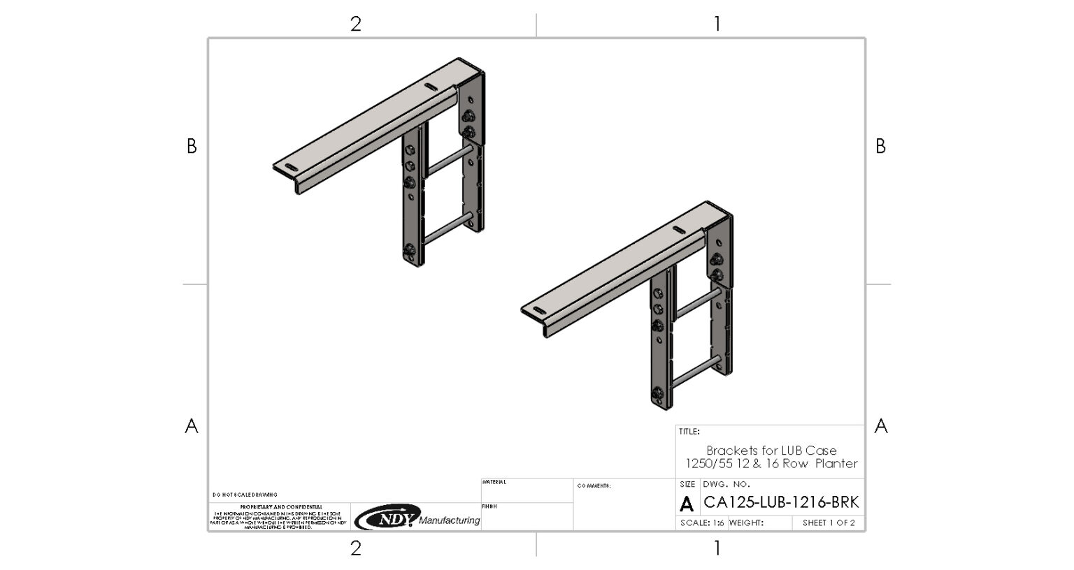 Large Utility Storage Box Brackets for 12/16 row 30" Case IH 1250/1255