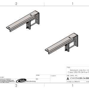 A drawing of Large Utility Storage Box Brackets for 24 row 30" Case IH 1250/1255 Planters for a door.