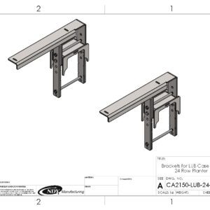 A drawing of Large Utility Storage Box Brackets for 24 row 30" Case IH 2150 Planters.