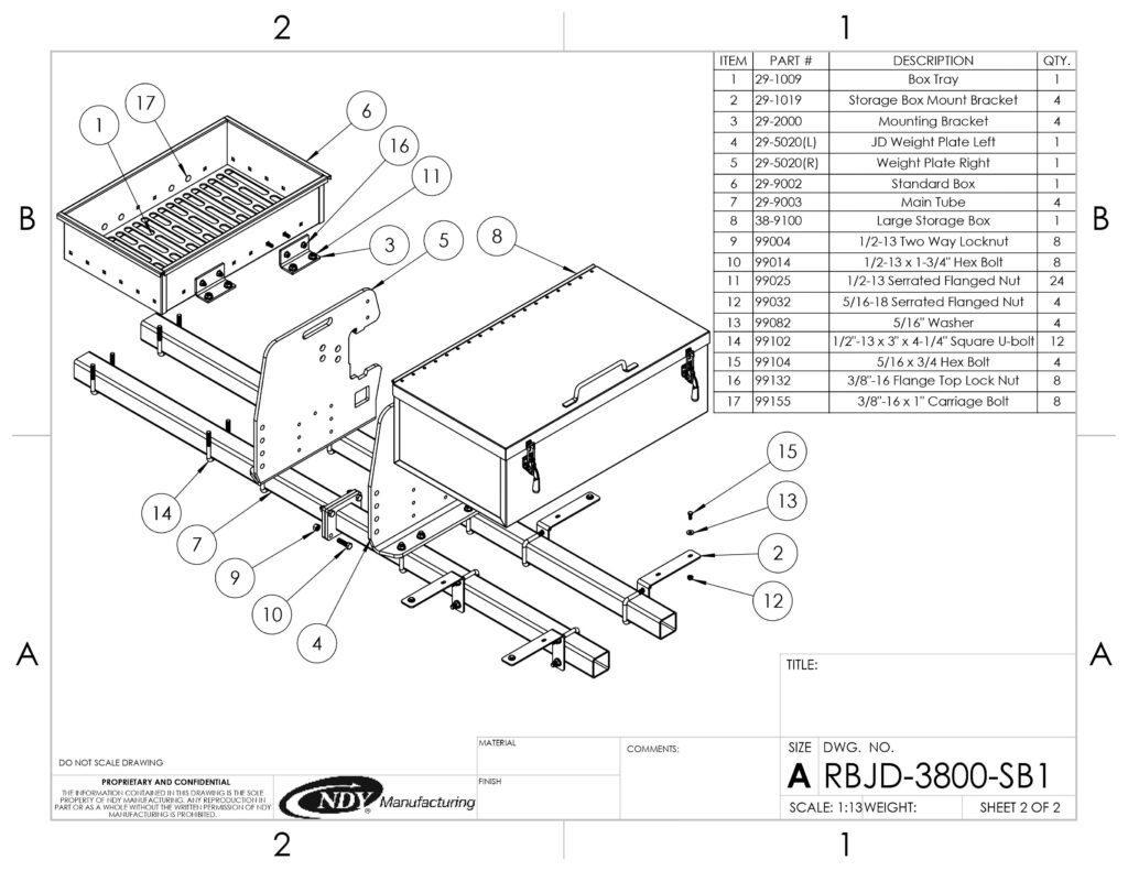 Rock/Storage Box Combination for John Deere 5000, 6000, 7000, 8000