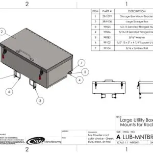 Utility box and mounts technical drawing.