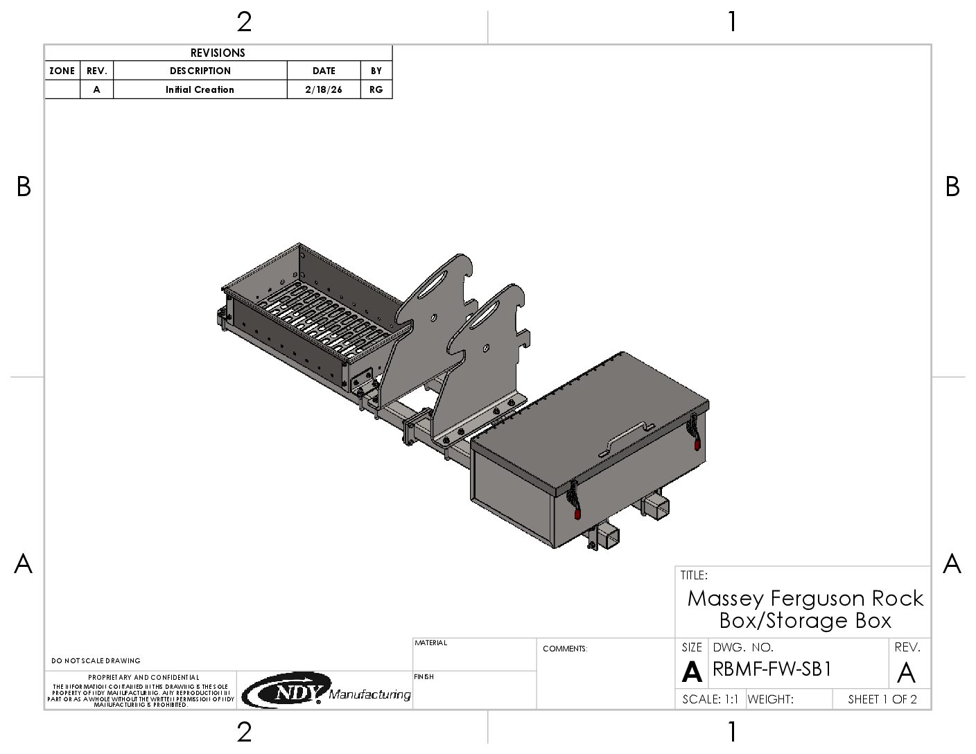 Rock Box/Storage Combo for Massey Ferguson® with Front Weights
